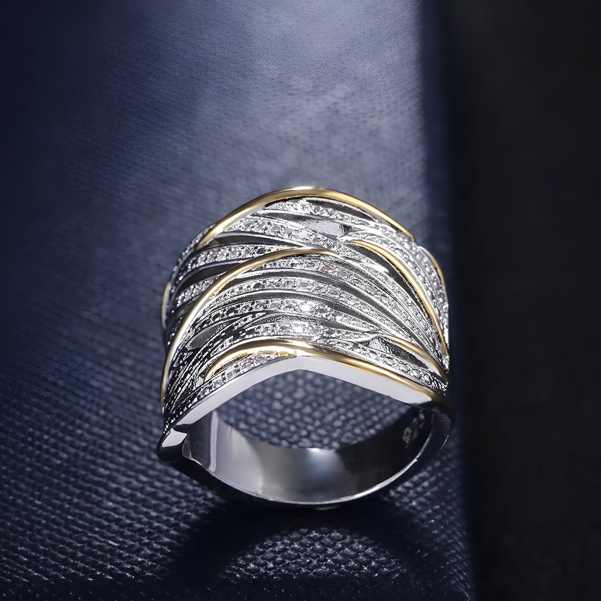 Lena – Mehrschichtiger Bicolor-Goldring