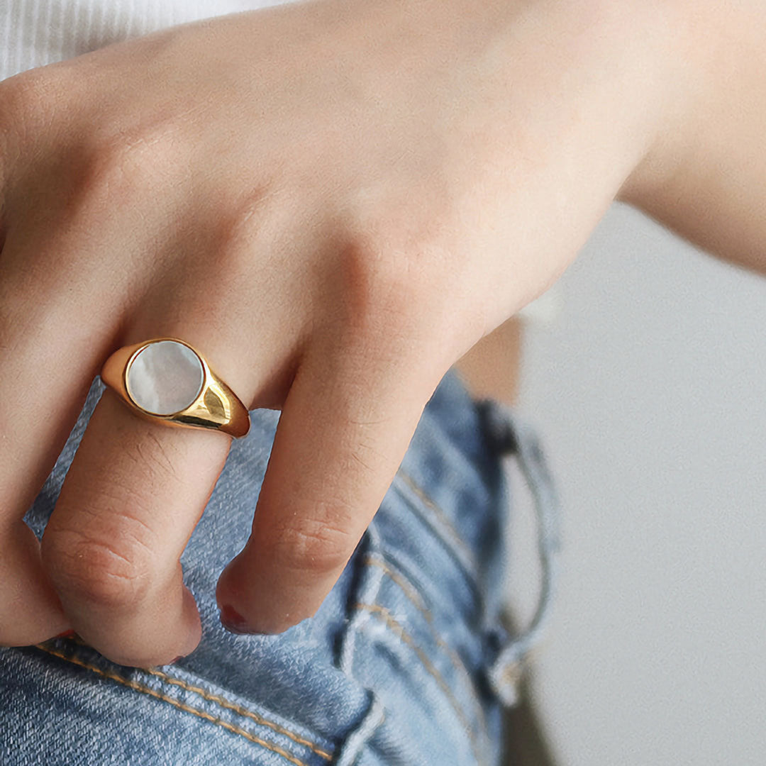 Naoko – Bague Perle Dorée