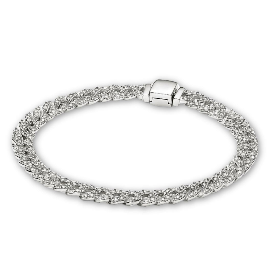 Soraya – Armband Kubanische Kette aus Moissanit Gold 18K