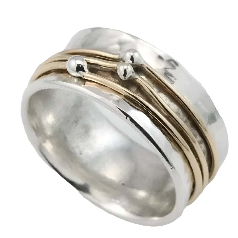 Glänzende Anmut – Vintage Gold- und Silberring mit strahlender Oberfläche