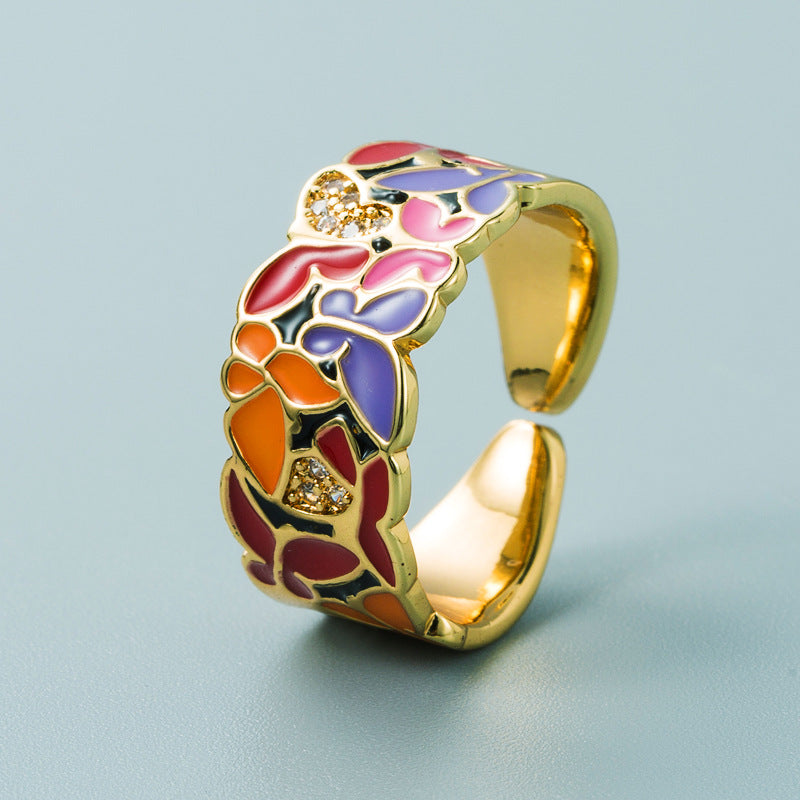 Kamille – Ring Camille Groß Blau Blattmotiv