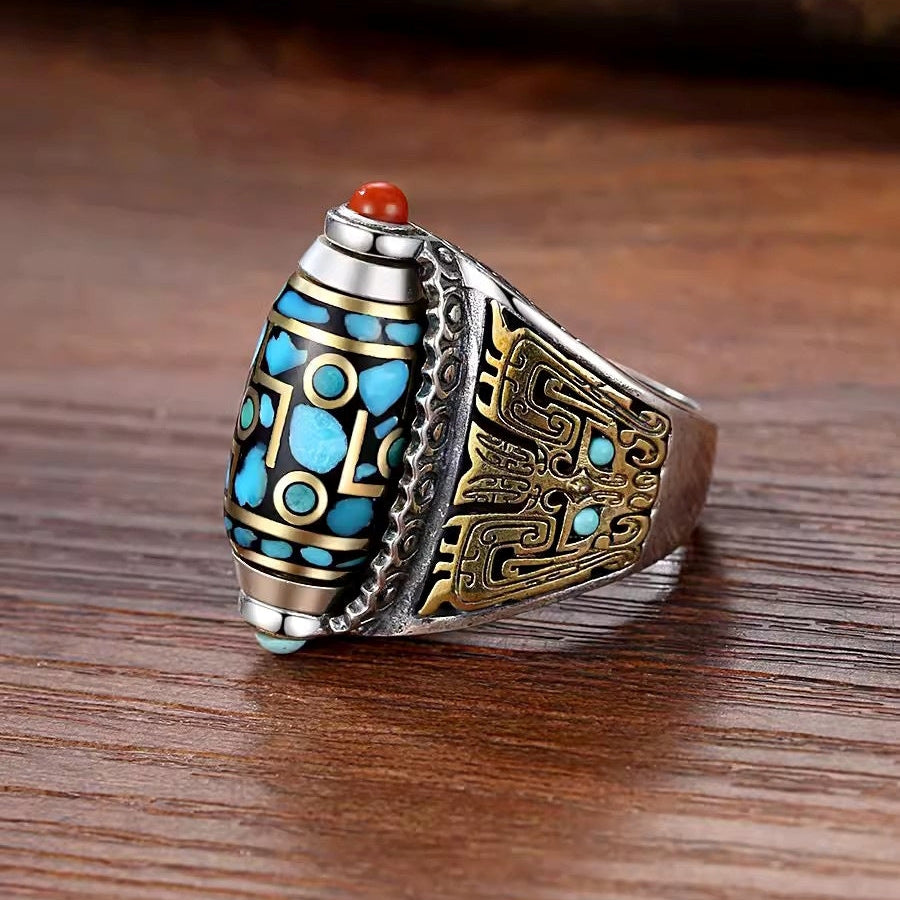 Matteo – Vintage Geflochtener Ring mit Perlen aus Sterlingsilber