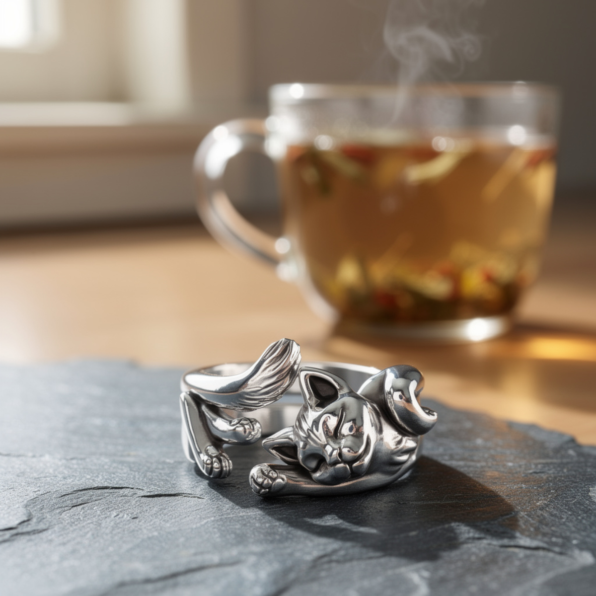 Katya – Ring aus Legierung mit Kätzchen-Design