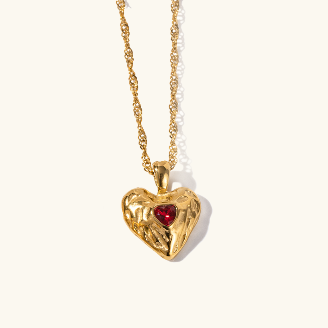 Vesper - Gold rote Herz Halskette