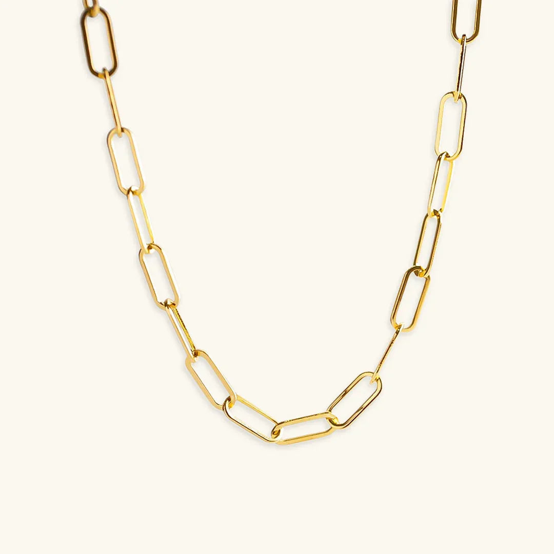 Ria Gold Paperclip Kettenhalskette