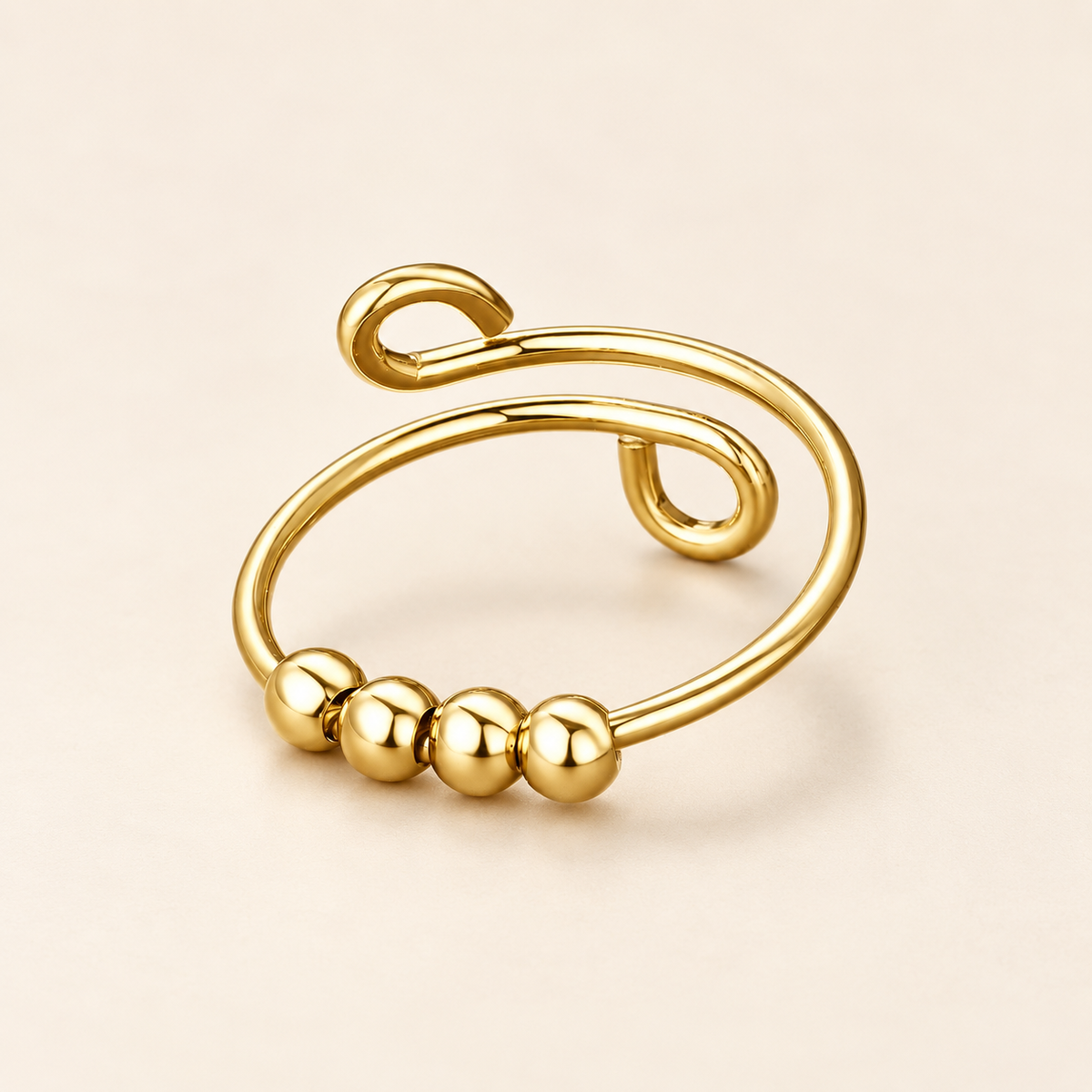 Damen Verstellbarer Fidget-Ring mit vier beweglichen Perlen