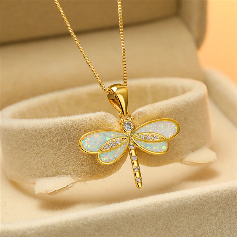 Maggie – Collier Goldene Libelle mit Opal