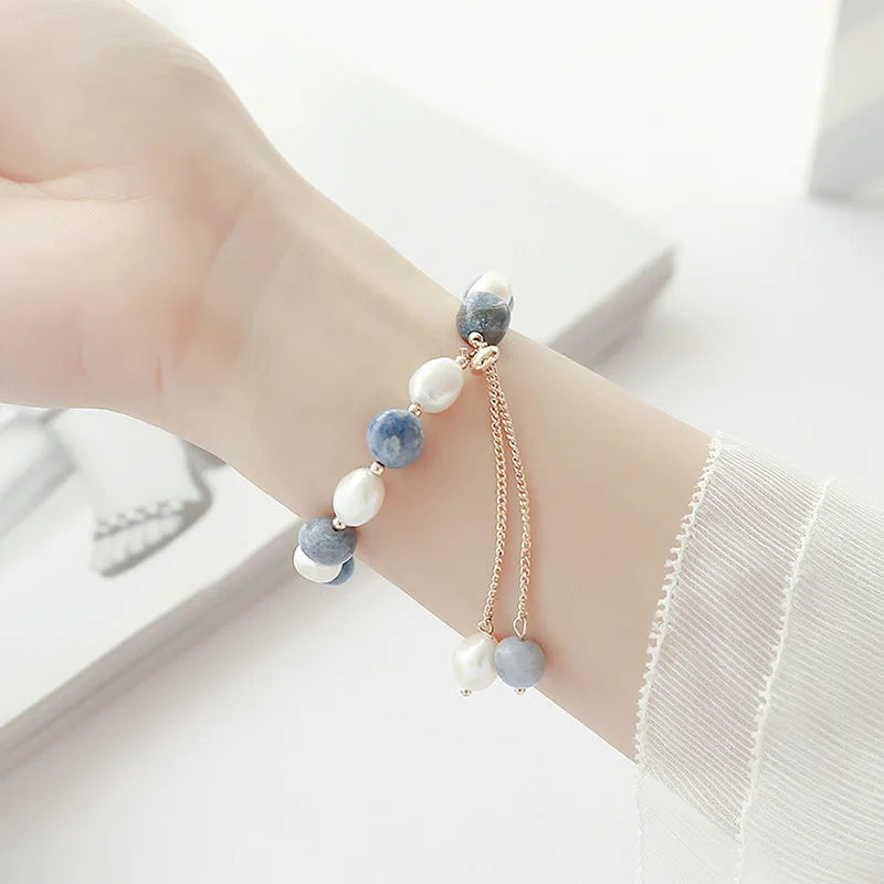 Lysanne – Armband Blauer Aventurin und Süßwasserperle