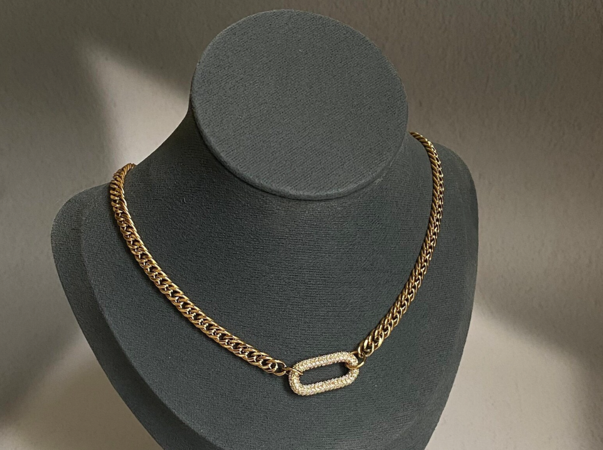 Cleo – Geometrische Strass-Halskette für Schlüsselbein