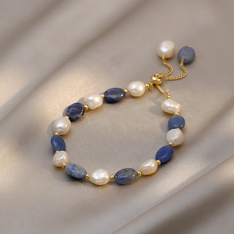 Lysanne – Armband Blauer Aventurin und Süßwasserperle