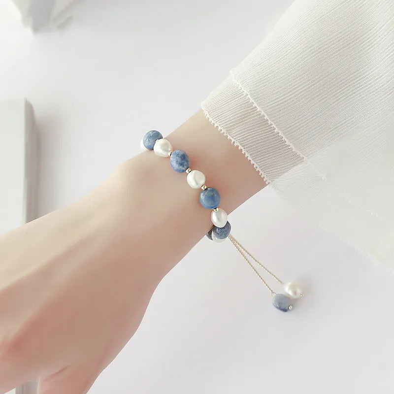 Lysanne – Armband Blauer Aventurin und Süßwasserperle
