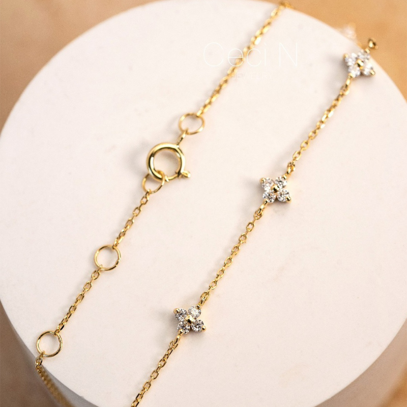 Zirkonia Blumenarmband - Minimalistisches Armband