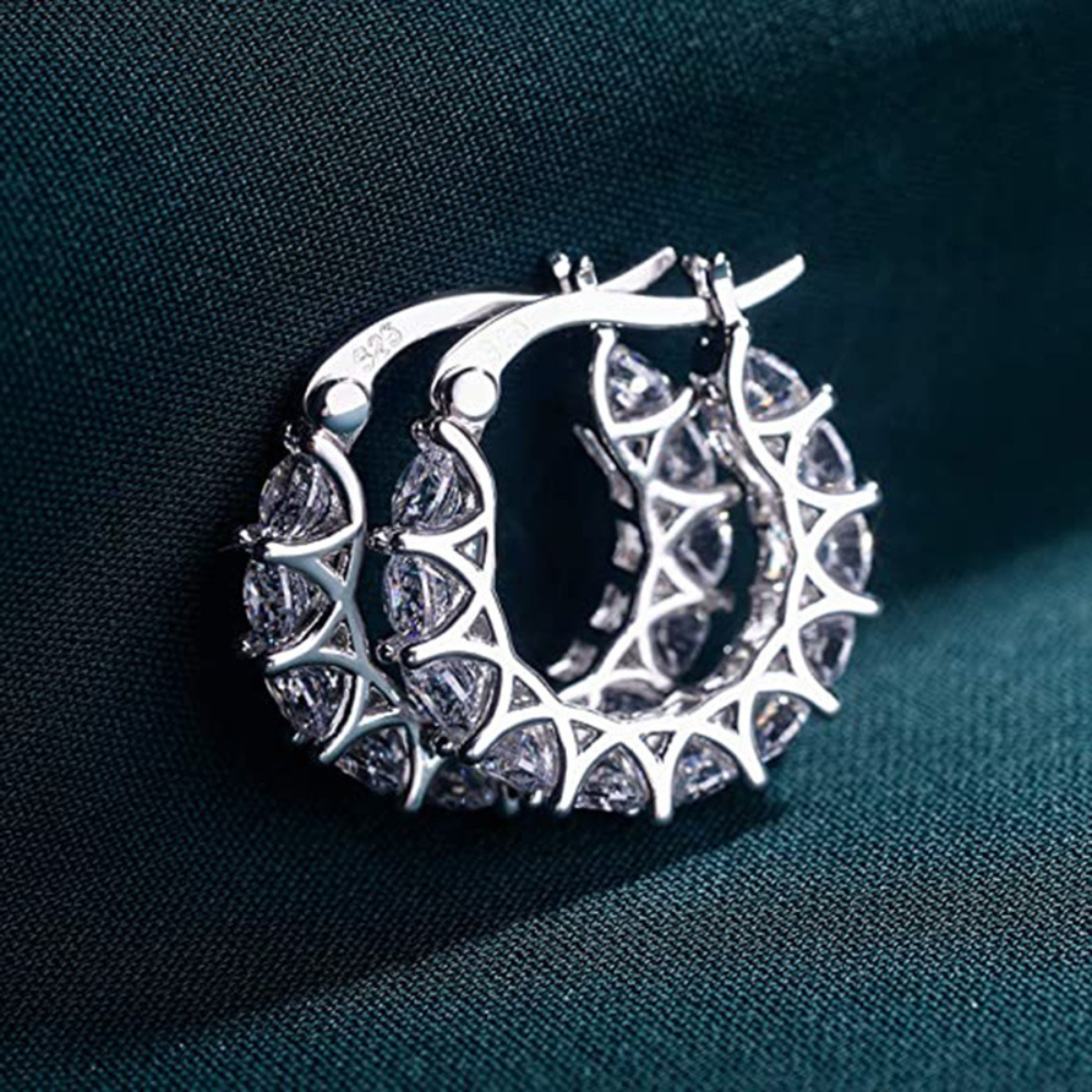 Zirkon Hoop-Ohrringe - Diamant Charm Hoops