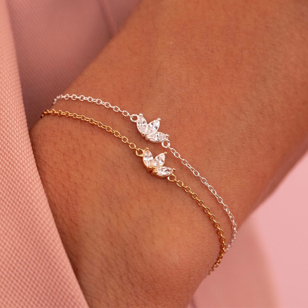 Drei Zirkonblüten - Kettenarmband