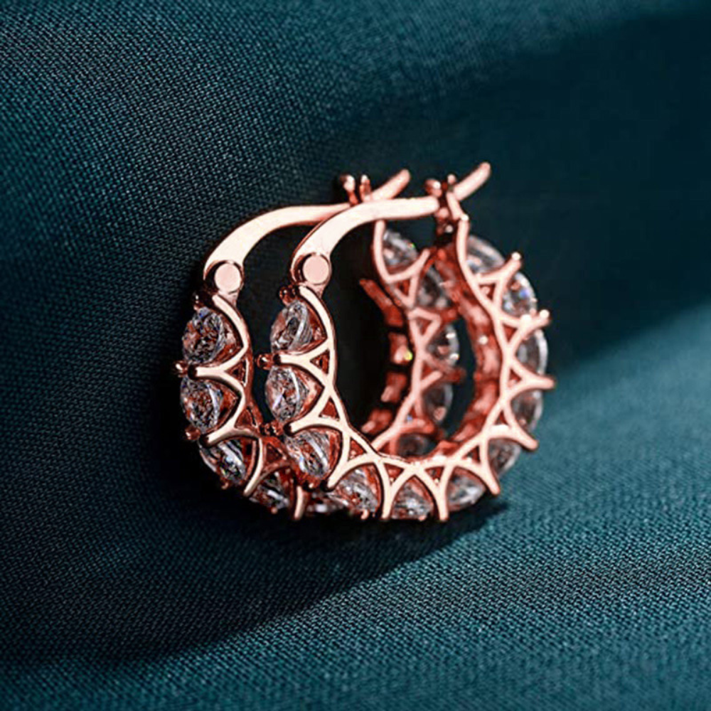 Zirkon Hoop-Ohrringe - Diamant Charm Hoops