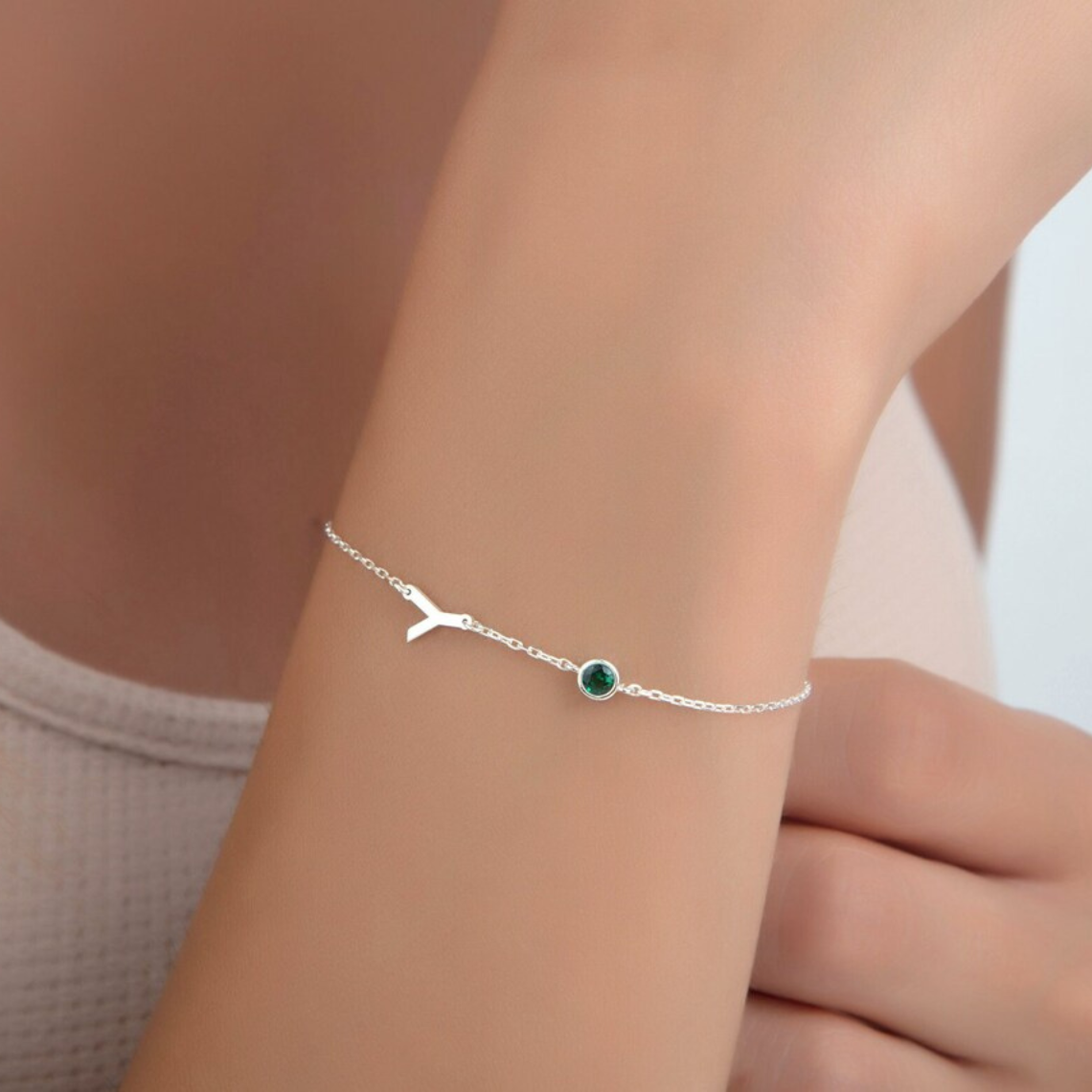 Geburtsstein-Buchstaben-Armband - Initialen-Armband