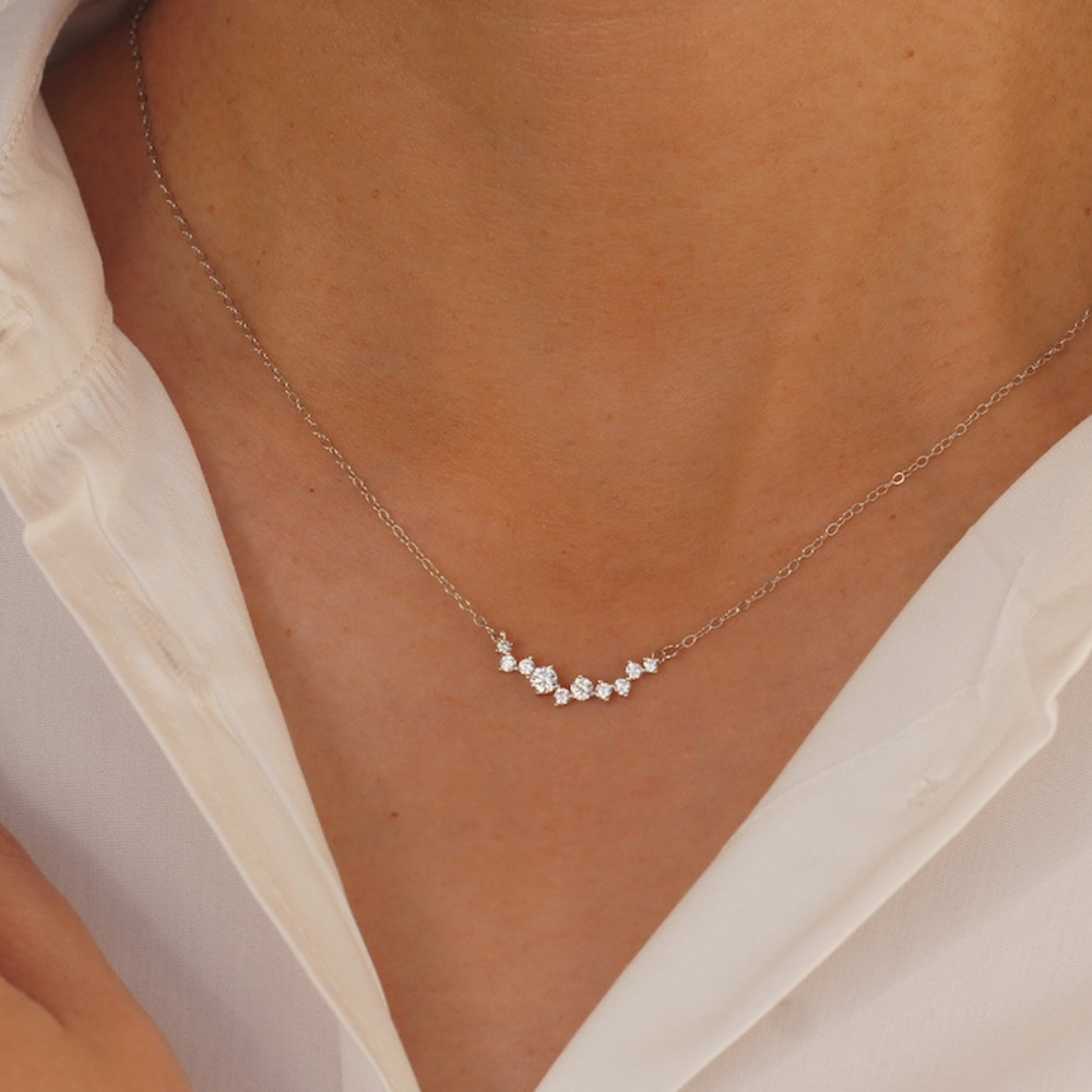 Diamant-Lächeln-Halskette - Zierliche Diamant-Halskette