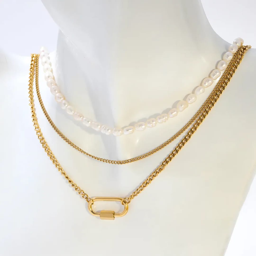 Naia – Elegante Doppelschichtige Geometrische Halskette