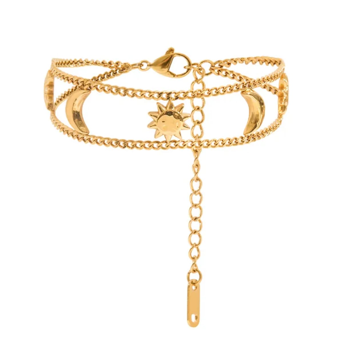 Luna – Elegantes Goldenes Armband mit Sonne und Mond