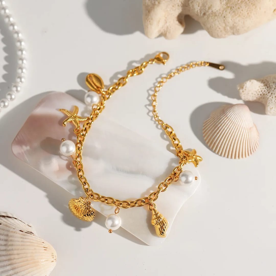 Maloi – Armband mit Muschel und goldener Perle