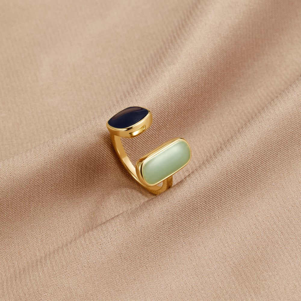 Olympe – Offene Retro-Ring in Gold mit Emaille-Effekt