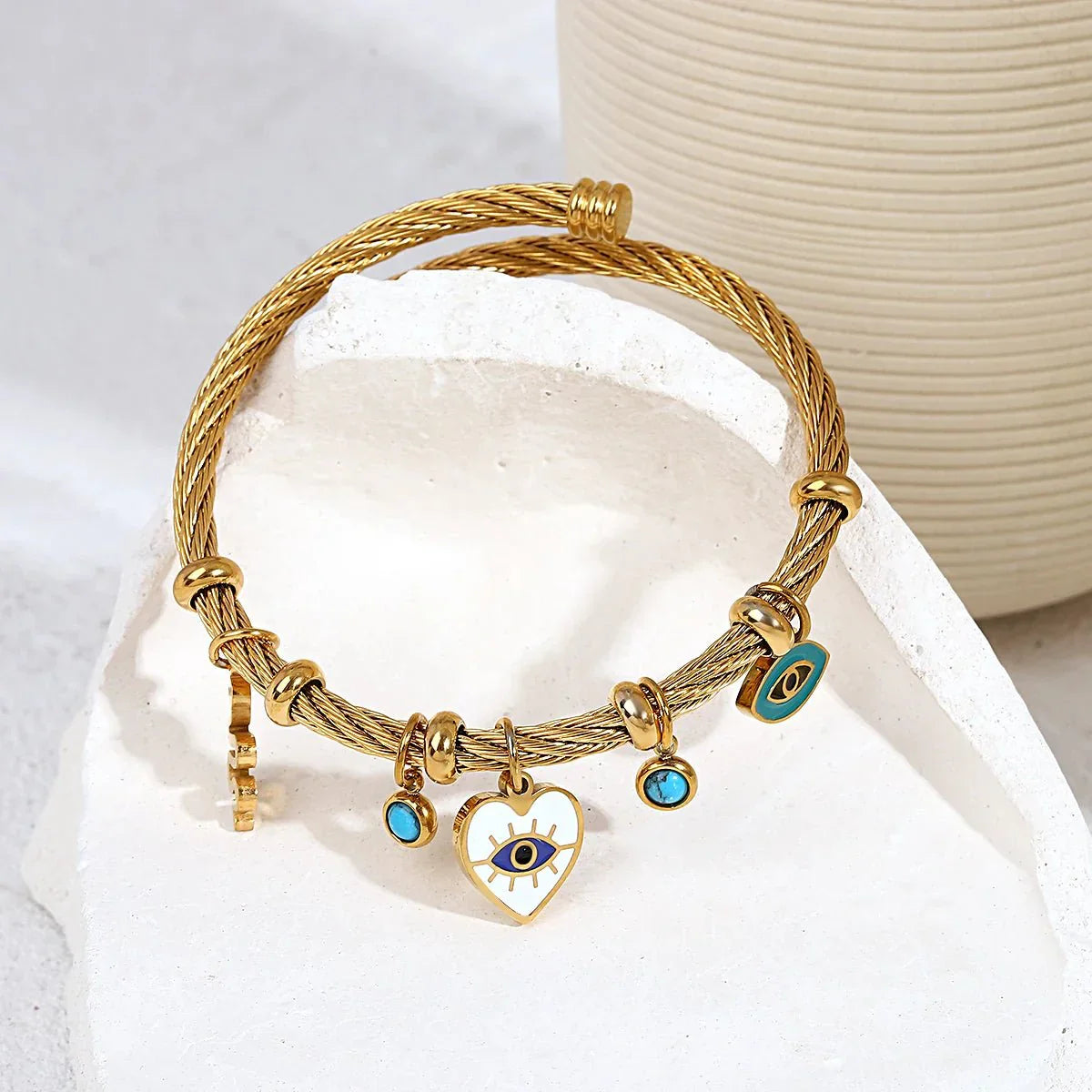 Cynthia – Armband Seil Schützendes Auge Bohème