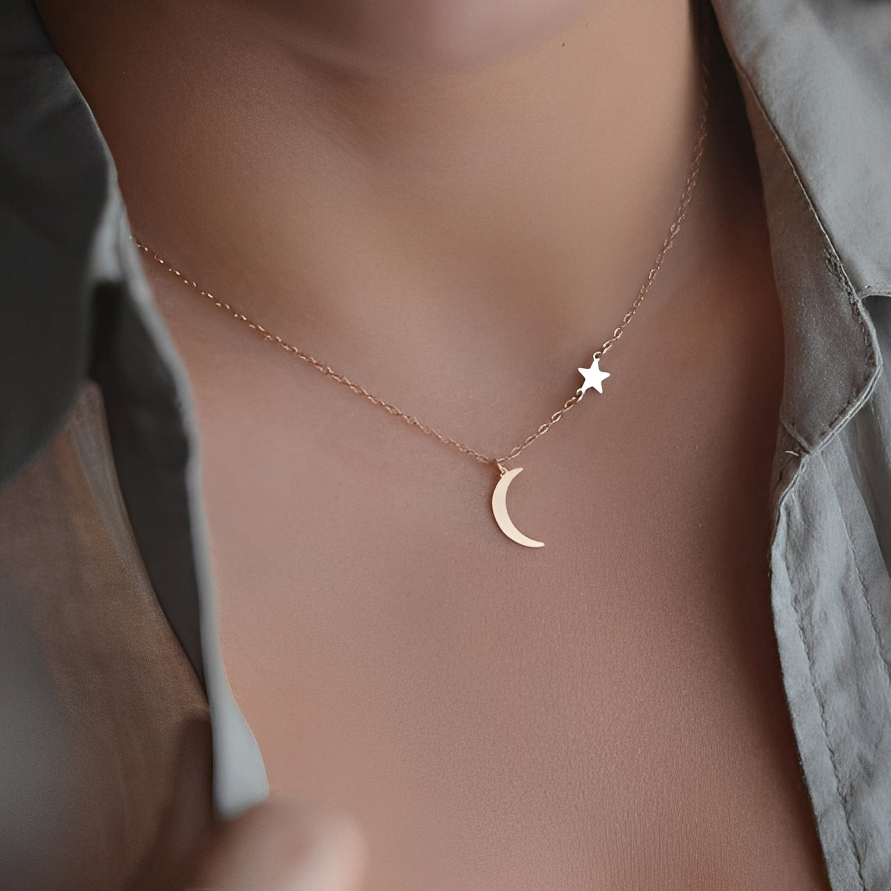 Lunaria – Halskette Stern & Mond Poetisch