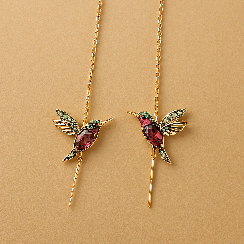 Elayne – Kolibri-Ohrringe mit Emaille und Zirkonia