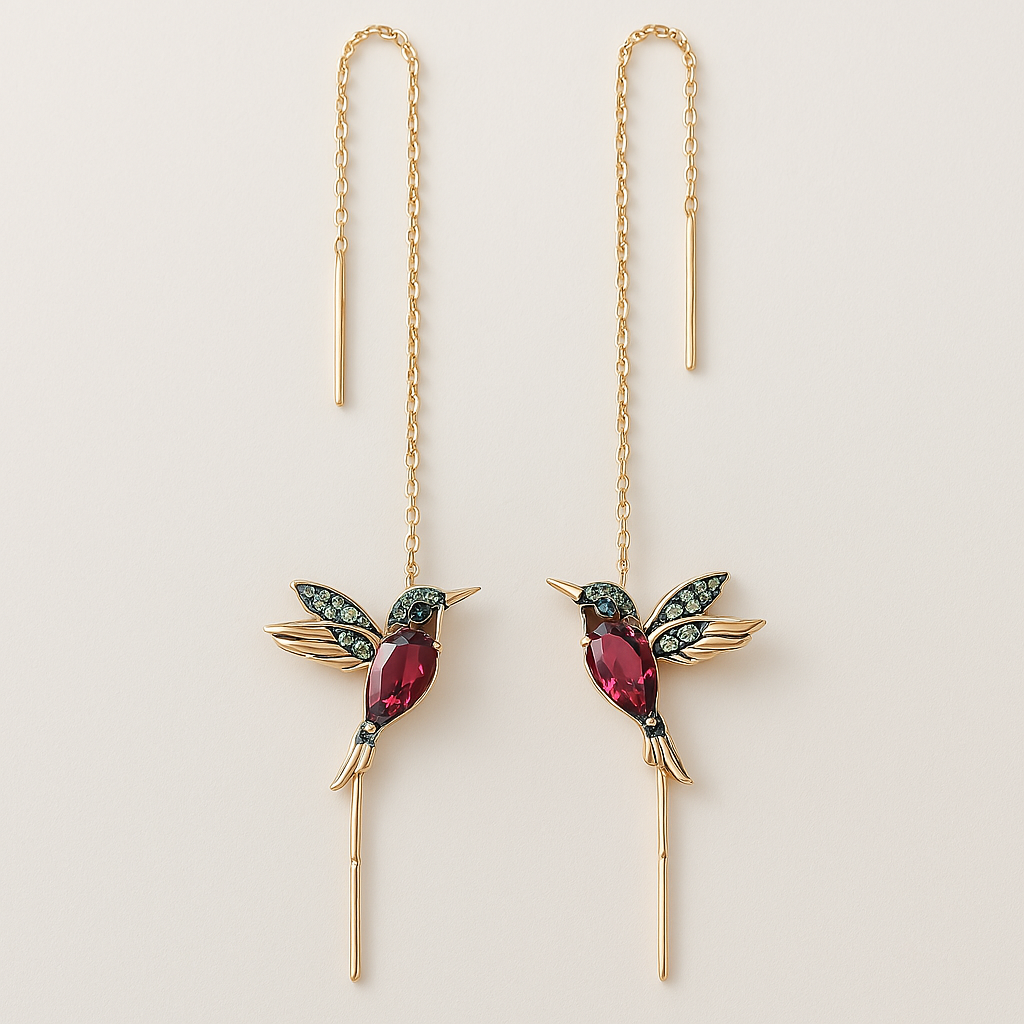 Elayne – Kolibri-Ohrringe mit Emaille und Zirkonia