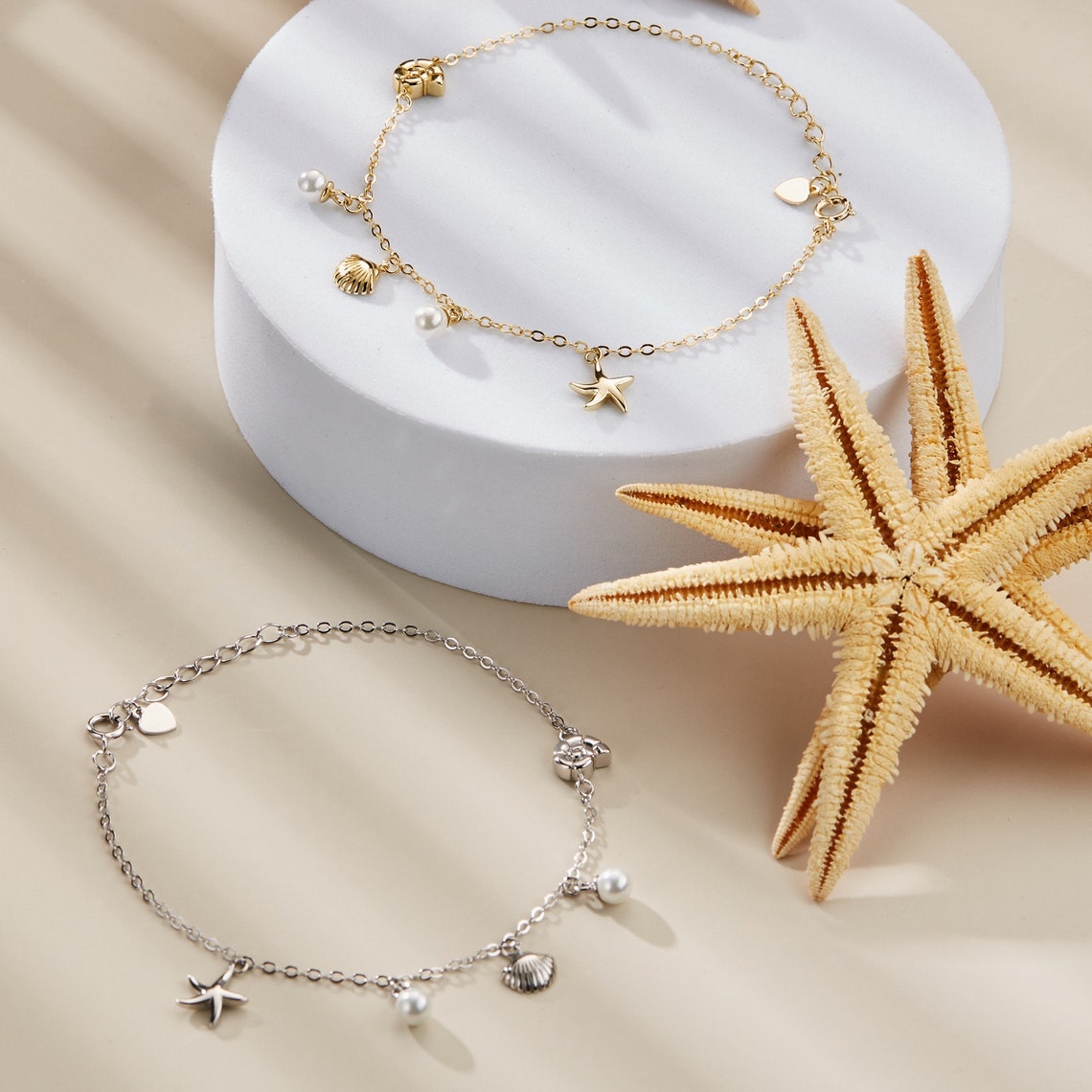Muschel-Seestern-Charm-Armband