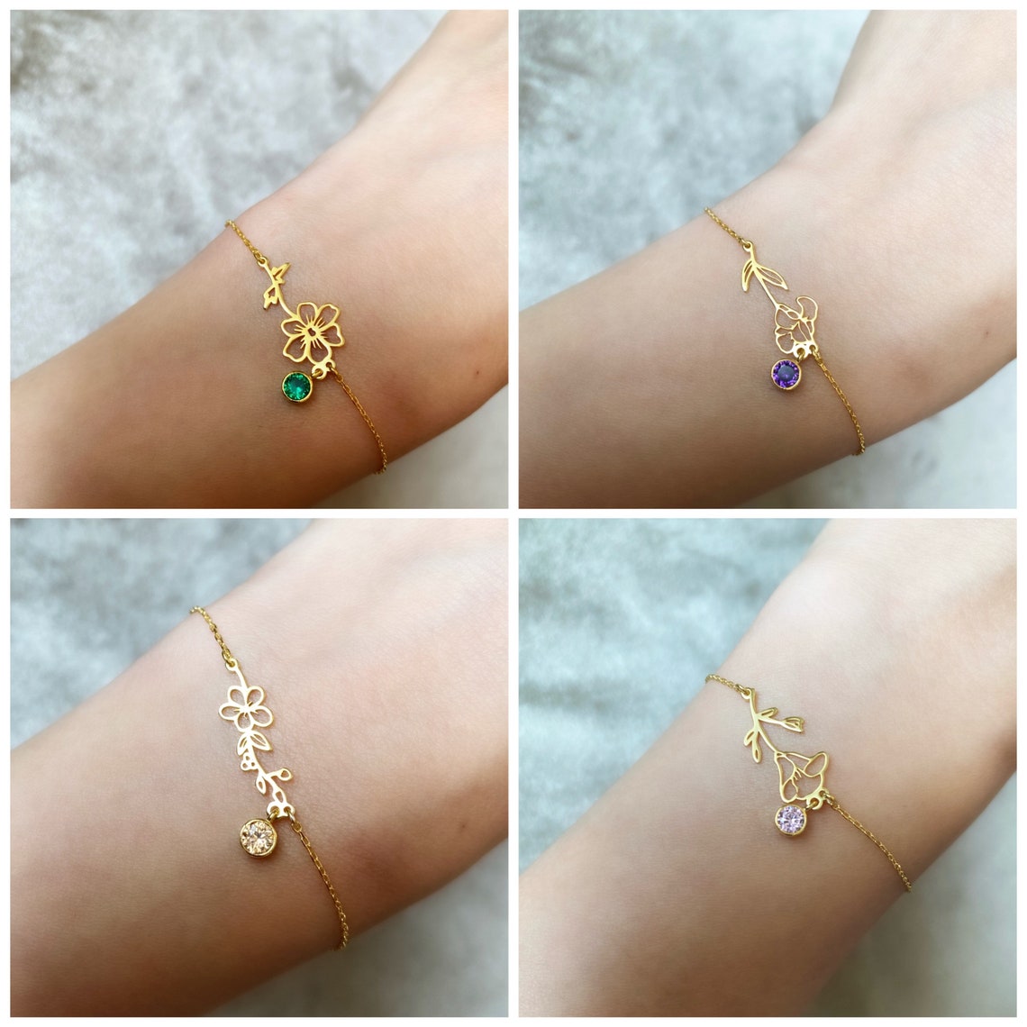Geburtsblumen-Armband - Geburtsstein-Armband