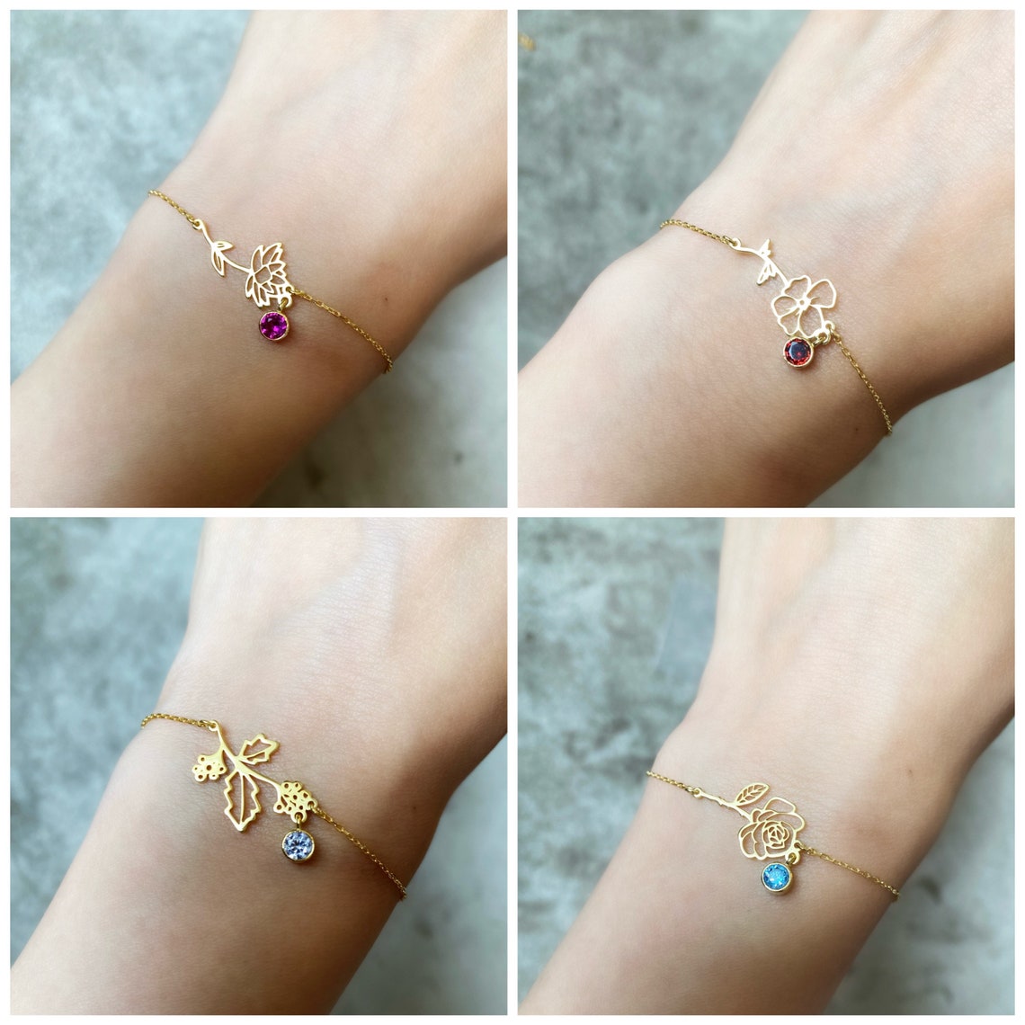 Geburtsblumen-Armband - Geburtsstein-Armband