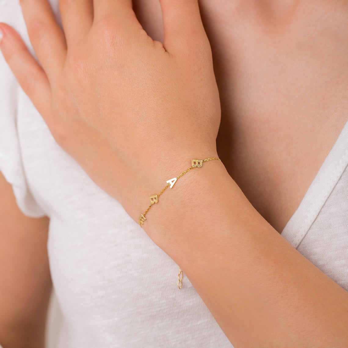 Geburtsstein-Buchstaben-Armband - Initialen-Armband