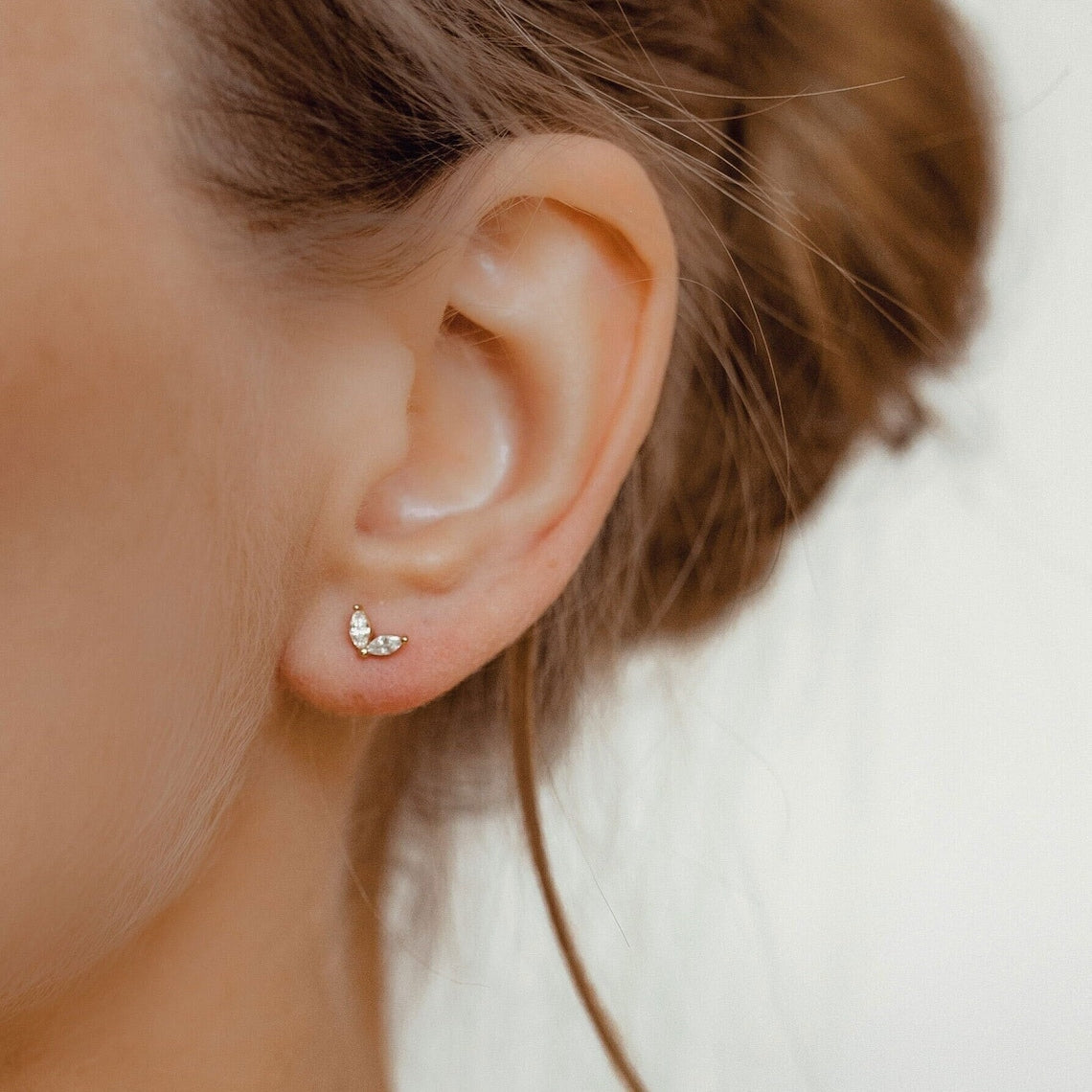 4-teiliges Ohrring-Set - Geometrischer Marquise-Blumen-Zirkonia