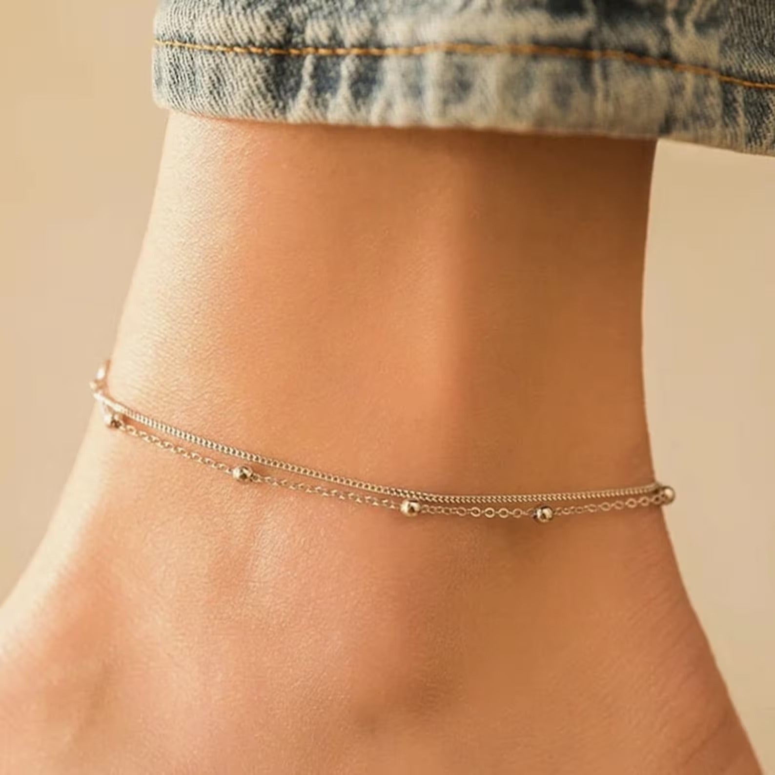 Silber 2 Stil Fußkettchen