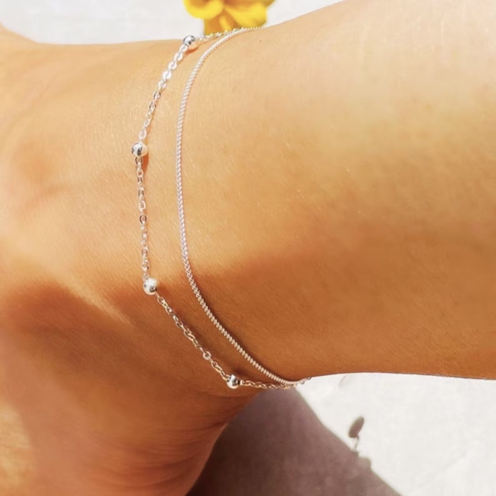 Silber 2 Stil Fußkettchen