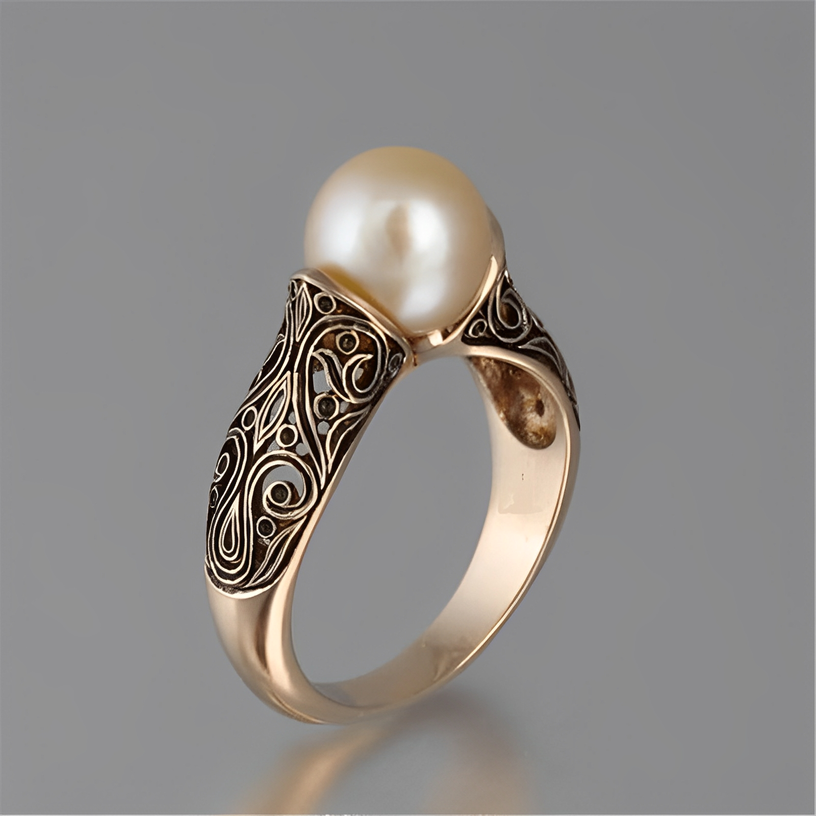 Althéa – Vintage Goldener Ring mit Eleganter Perle