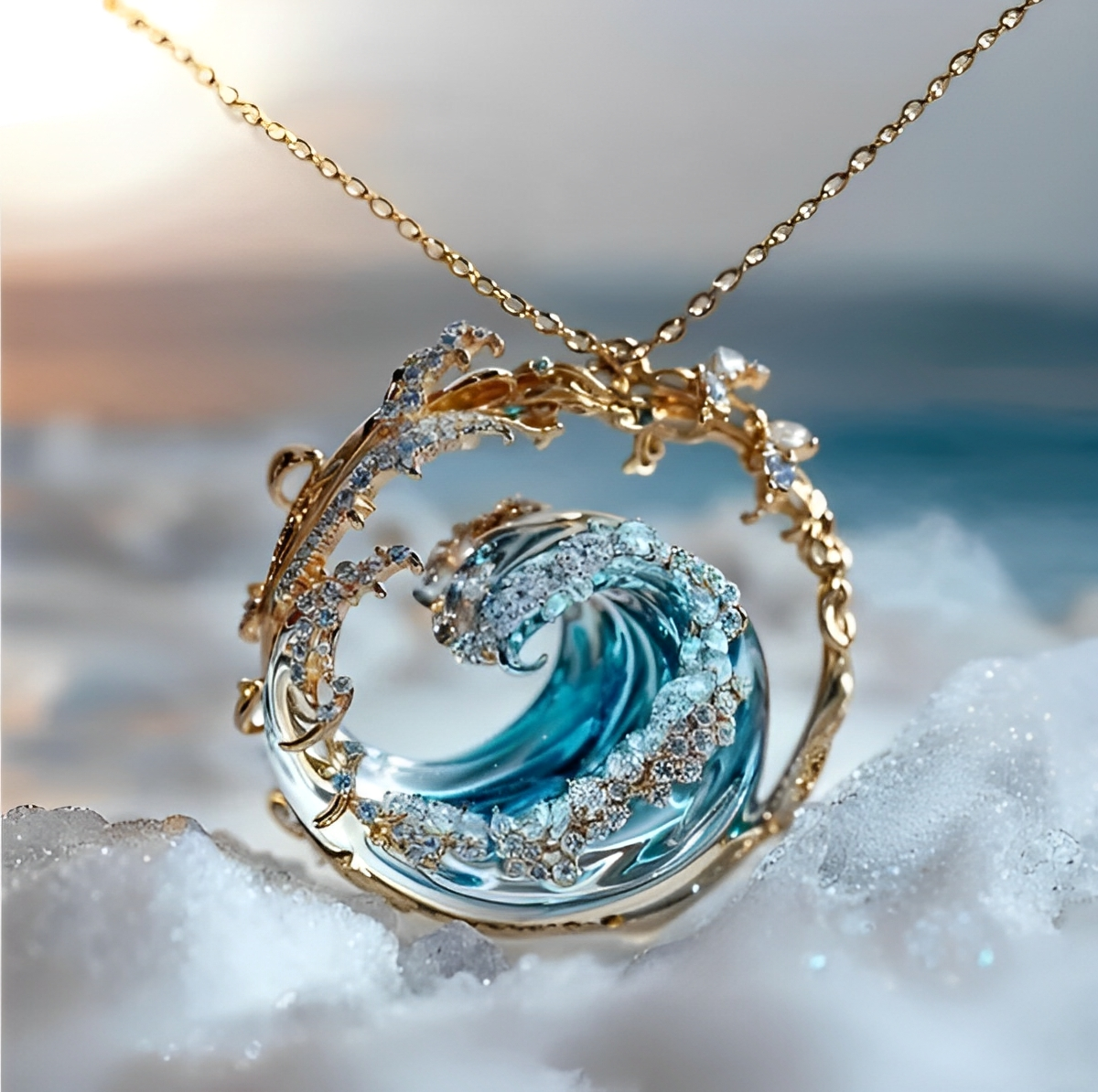 Oceana – Minimalistische Goldene Halskette mit Meerescharme