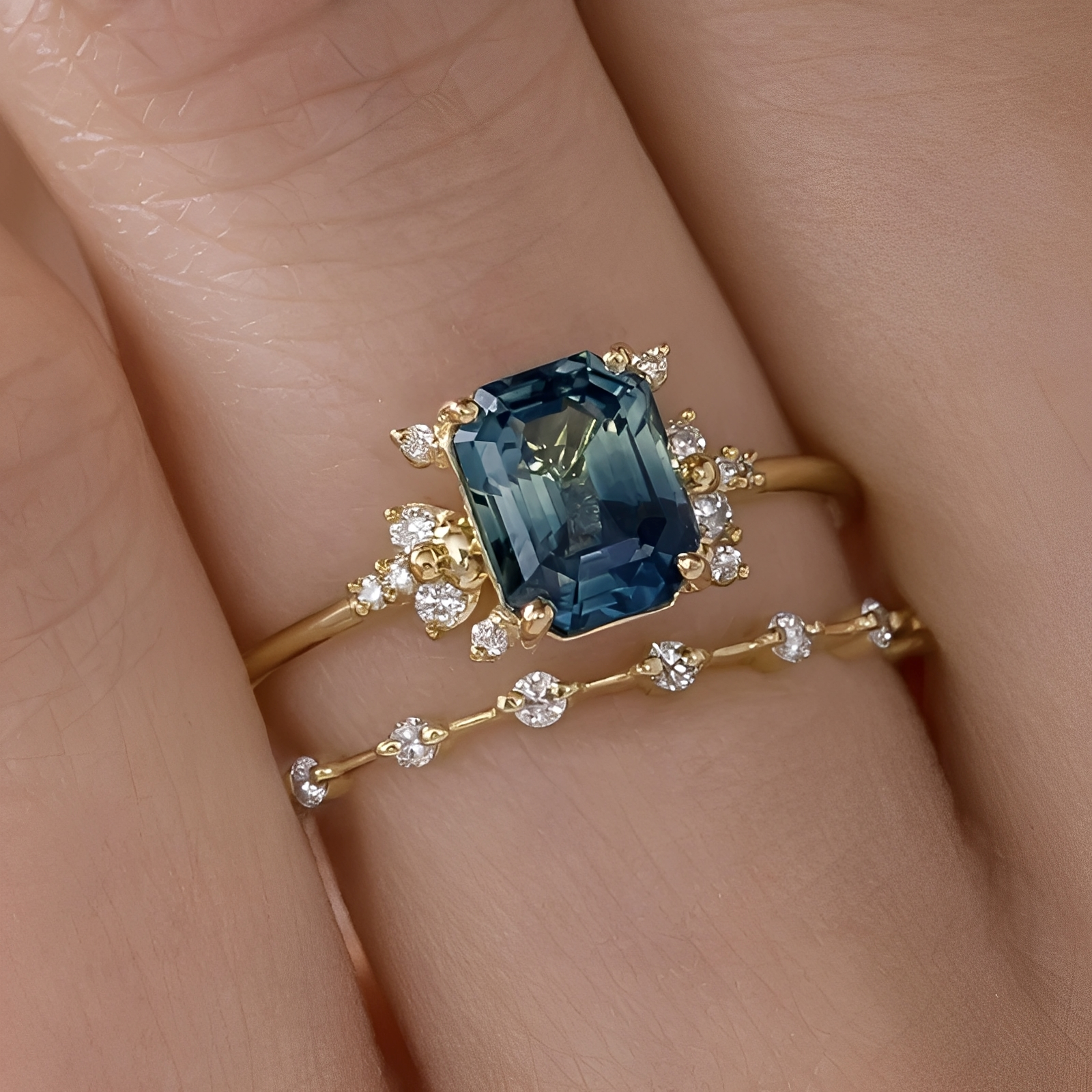 Cressida – Saphir Glanz Ringset