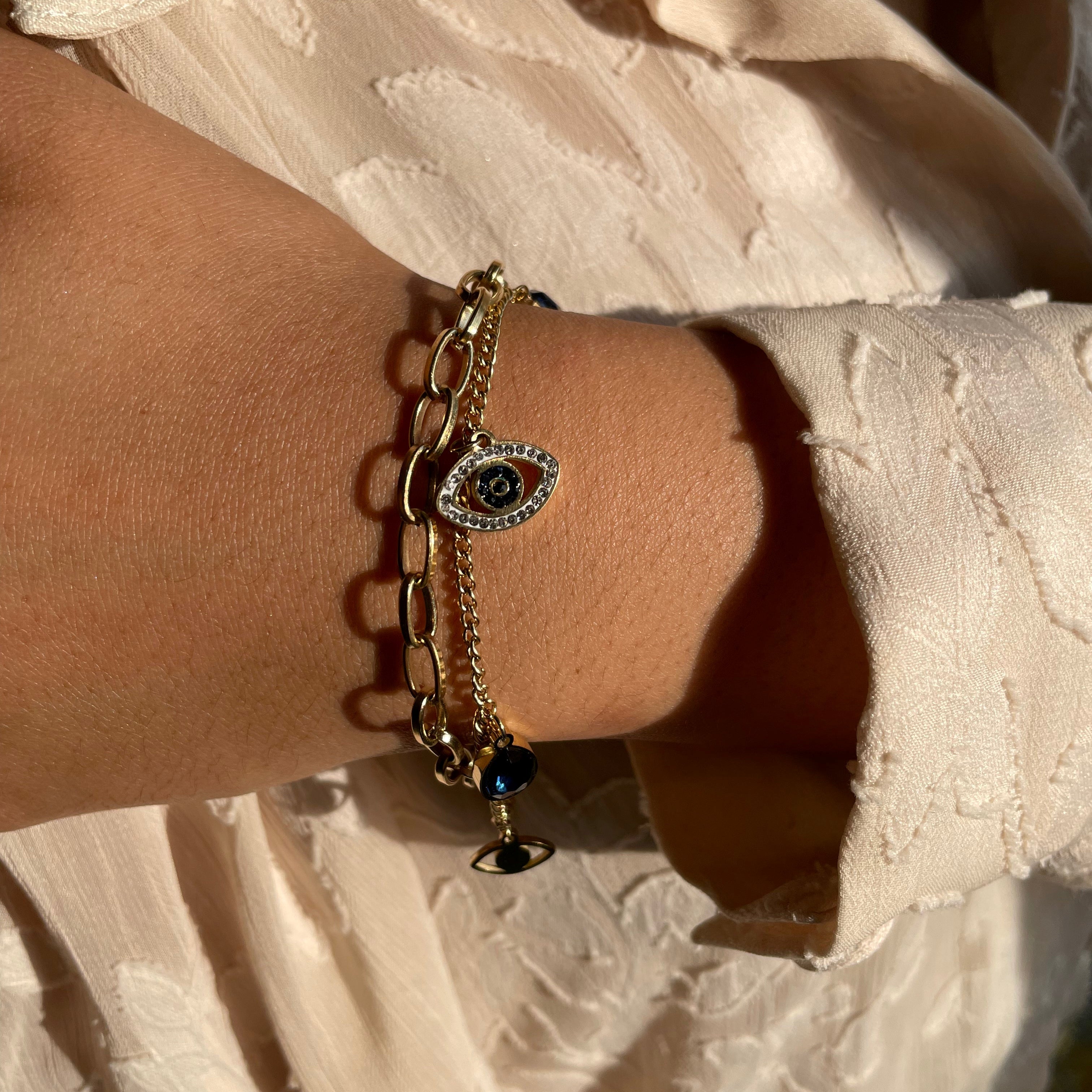 Sharnie – Elegante doppelte Stahlkette-Armband