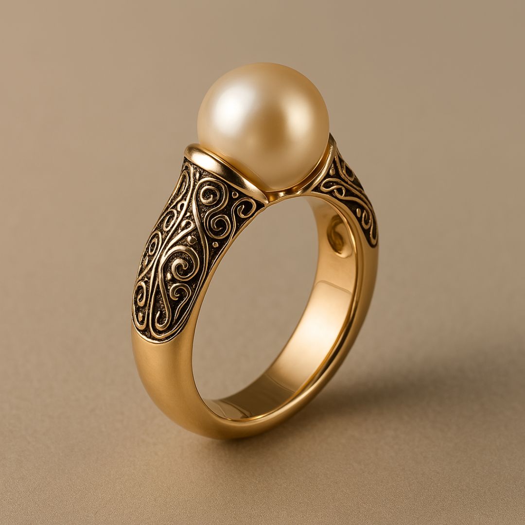 Althéa – Vintage Goldener Ring mit Eleganter Perle