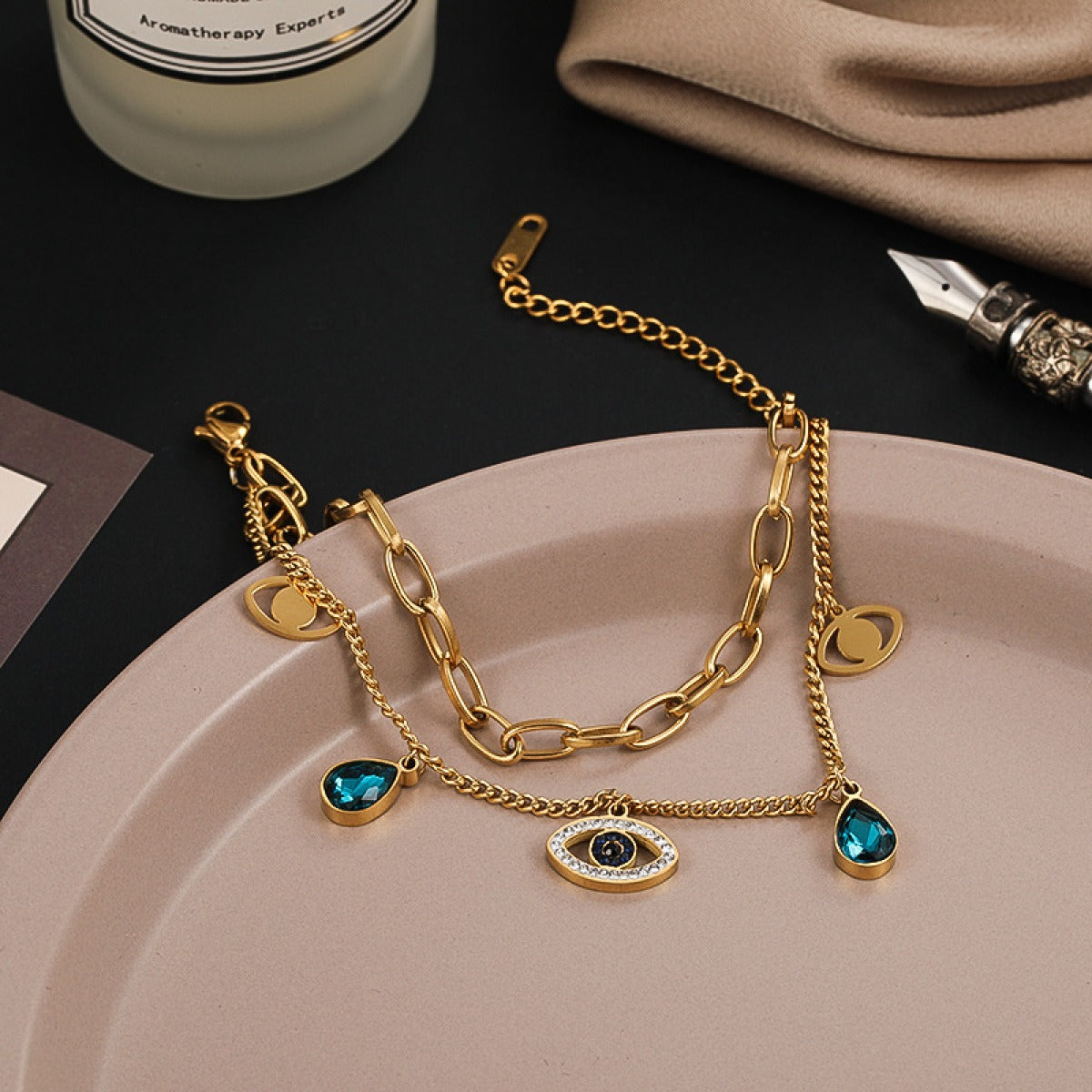 Sharnie – Elegante doppelte Stahlkette-Armband