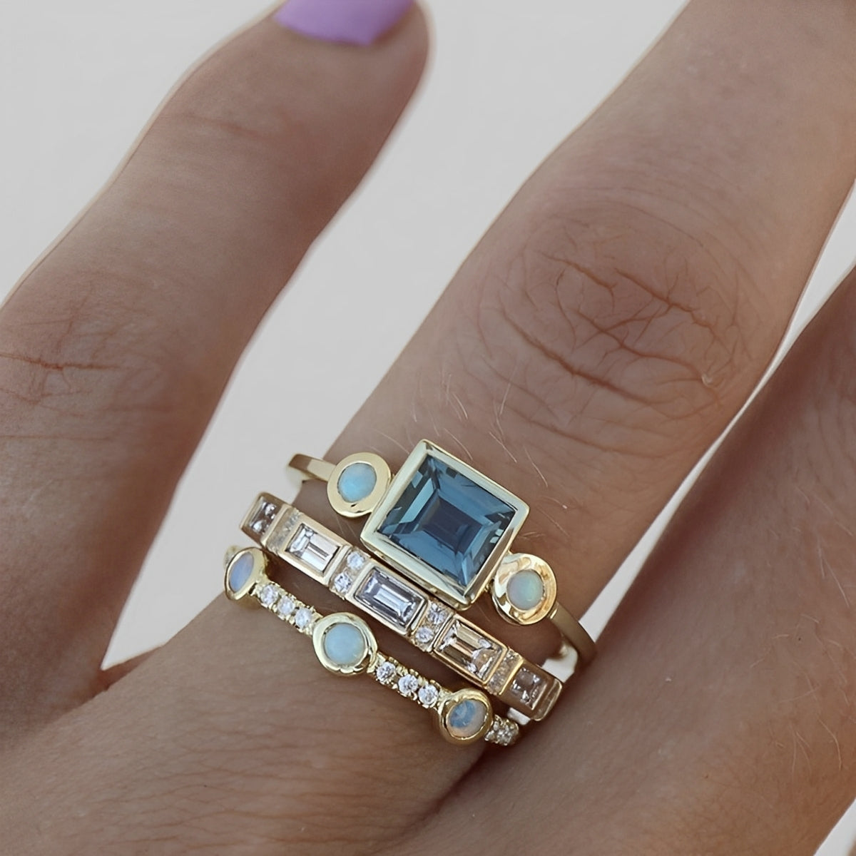 Talea – Boho Türkis Ring Set