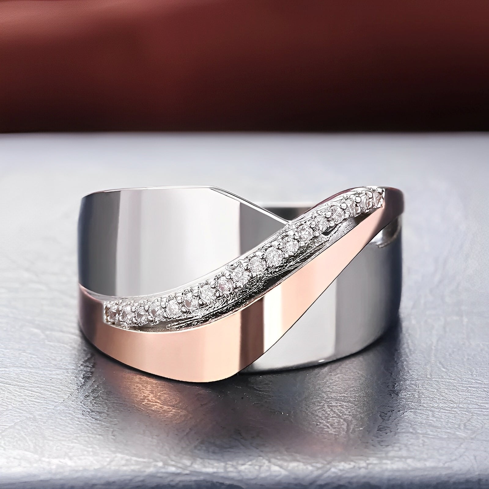 Elina – Vintage-Ring in Roségold und Silber mit Zirkonium