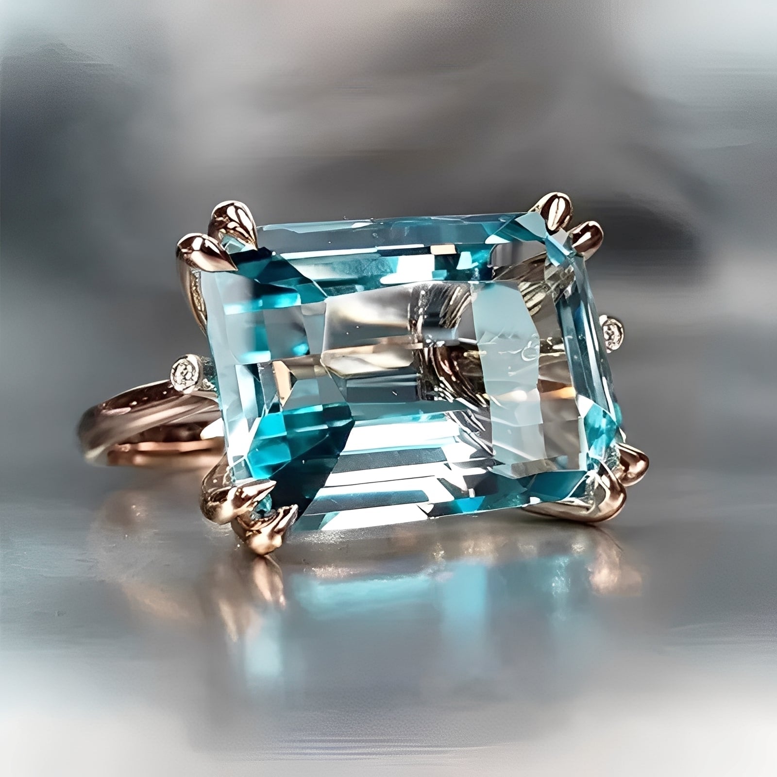 Nadine – Klassischer Goldener Ring mit Blauem Zirkon