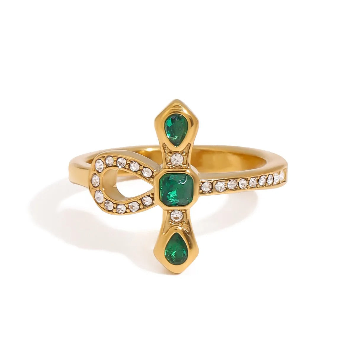 Nessa – Eleganter Goldener Kreuzring
