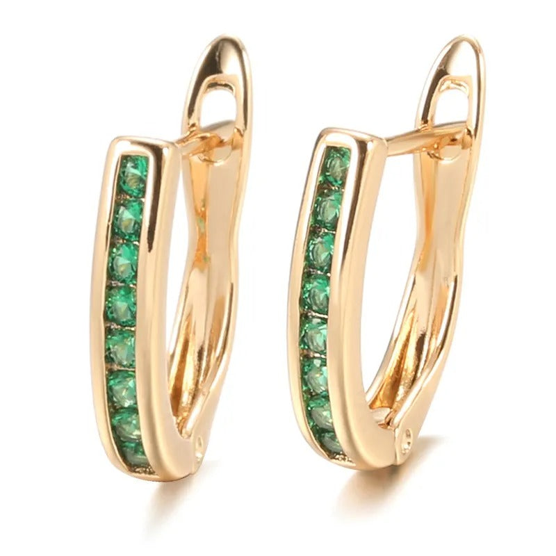 Christine – Goldene Ohrringe Smaragd & Diamant