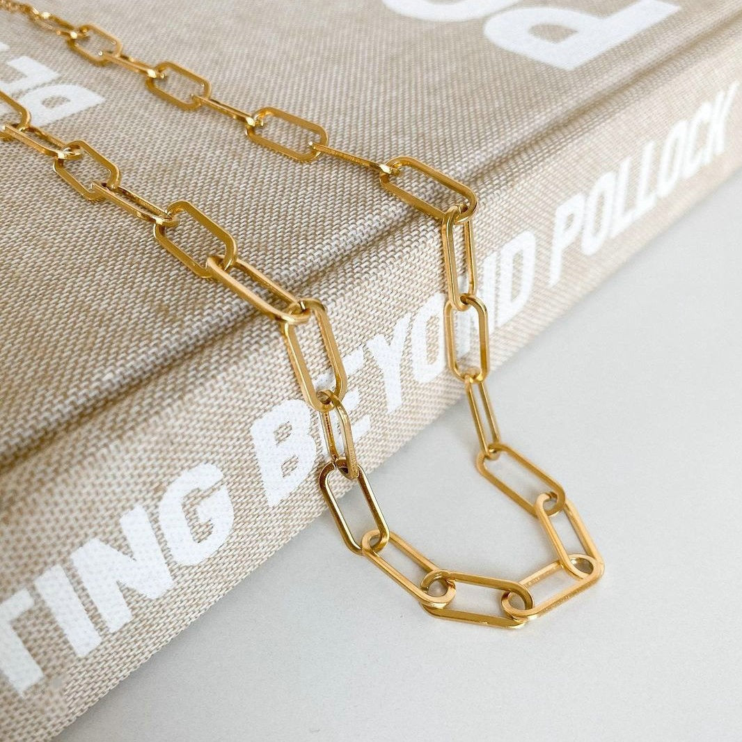 Lena – Collier Paperclip Vergoldet 18K