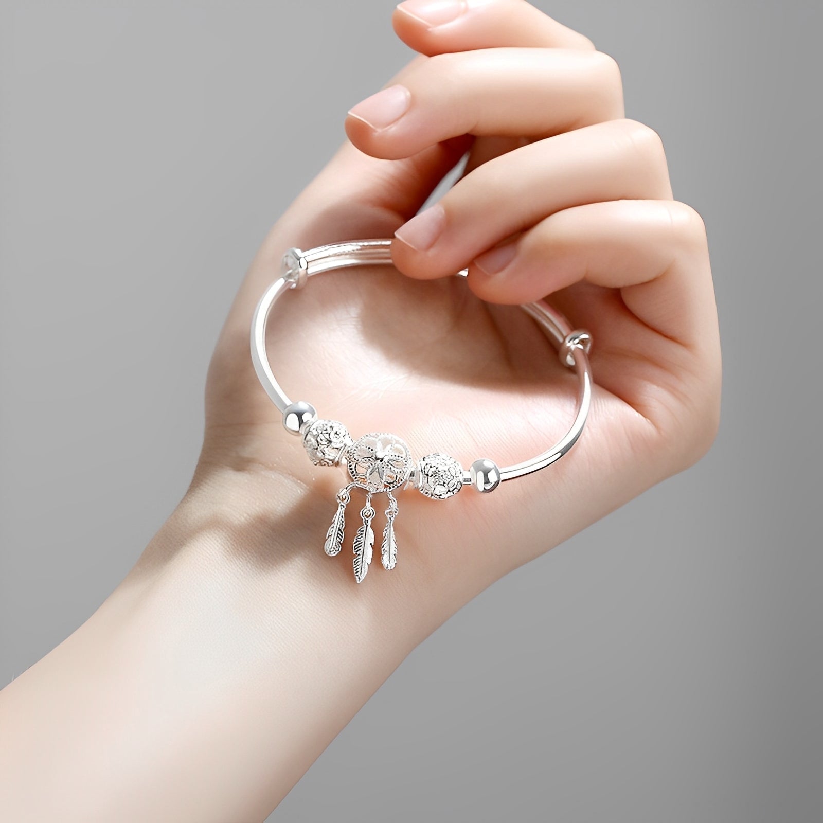 Aiyana – Verstellbares Traumfänger-Armband in Silber 925