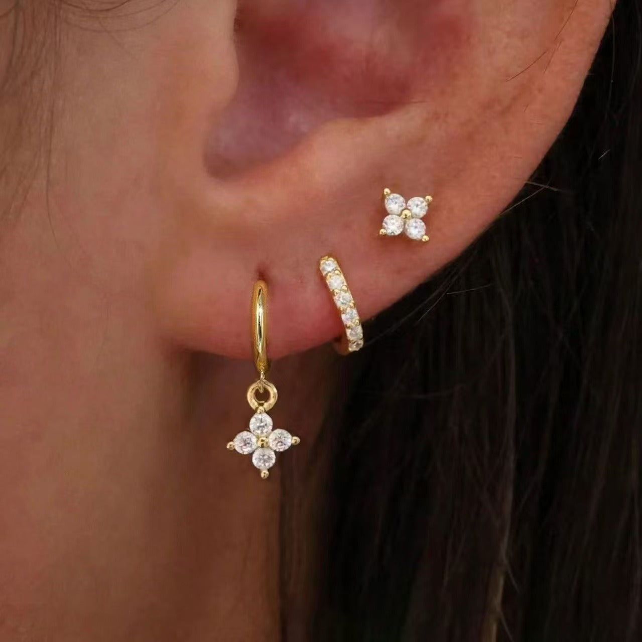 Mariana – Set aus drei Ohrringen mit Zirkonia
